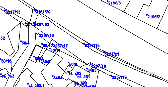 Parcela st. 3237/15 v KÚ Lužná u Vsetína, Katastrální mapa