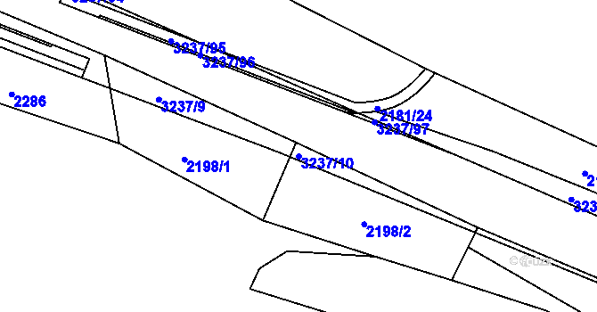 Parcela st. 3237/10 v KÚ Lužná u Vsetína, Katastrální mapa