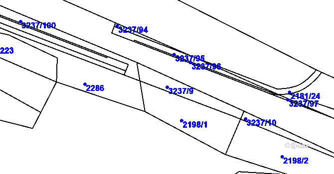 Parcela st. 3237/9 v KÚ Lužná u Vsetína, Katastrální mapa