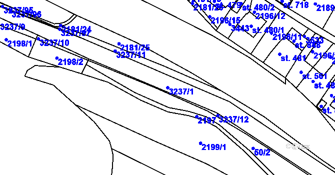 Parcela st. 3237/1 v KÚ Lužná u Vsetína, Katastrální mapa