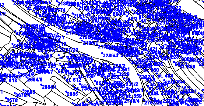 Parcela st. 3286/3 v KÚ Lužná u Vsetína, Katastrální mapa