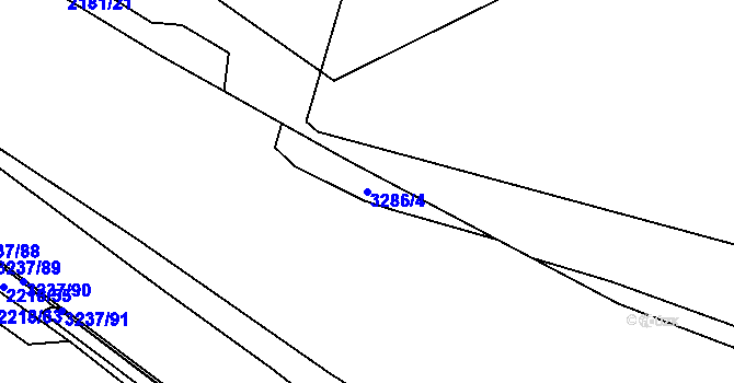 Parcela st. 3286/4 v KÚ Lužná u Vsetína, Katastrální mapa