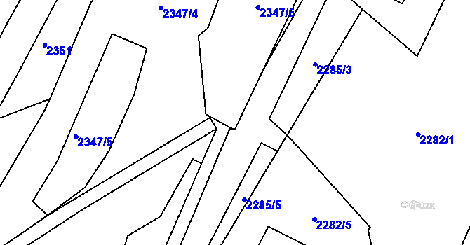 Parcela st. 2285/4 v KÚ Lužná u Vsetína, Katastrální mapa