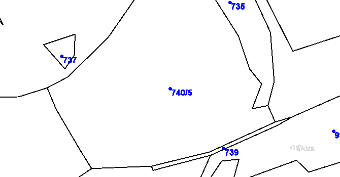 Parcela st. 740/5 v KÚ Lužná u Vsetína, Katastrální mapa