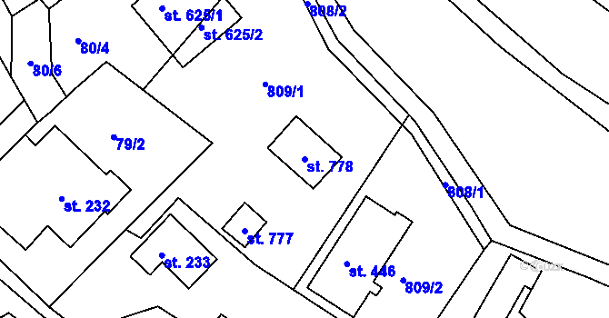 Parcela st. 778 v KÚ Lužná u Vsetína, Katastrální mapa