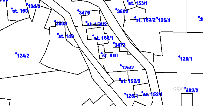 Parcela st. 810 v KÚ Lužná u Vsetína, Katastrální mapa