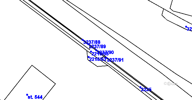 Parcela st. 3237/90 v KÚ Lužná u Vsetína, Katastrální mapa