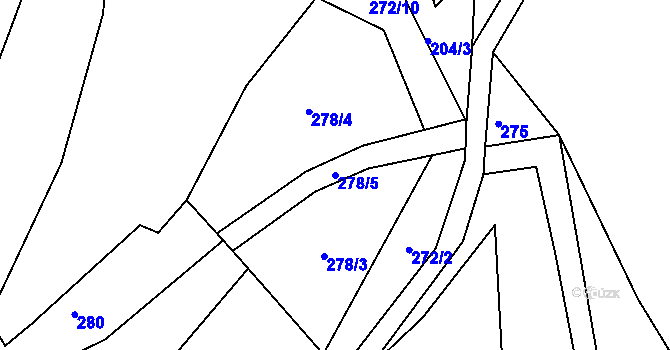 Parcela st. 278/5 v KÚ Lužná u Vsetína, Katastrální mapa
