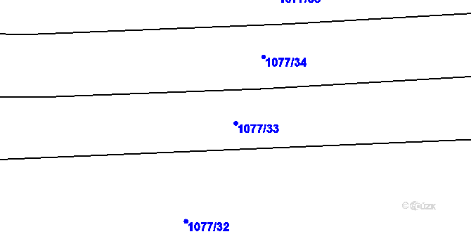 Parcela st. 1077/33 v KÚ Lužnice, Katastrální mapa