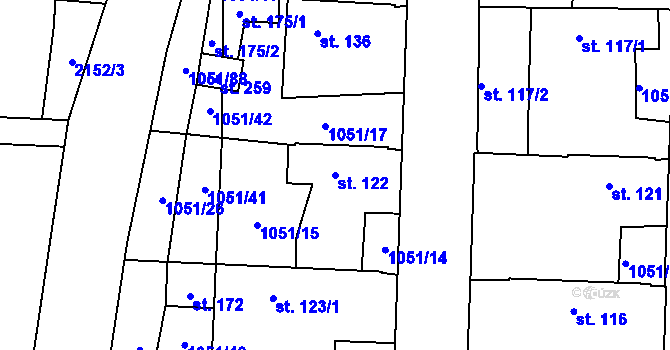 Parcela st. 122 v KÚ Lužnice, Katastrální mapa