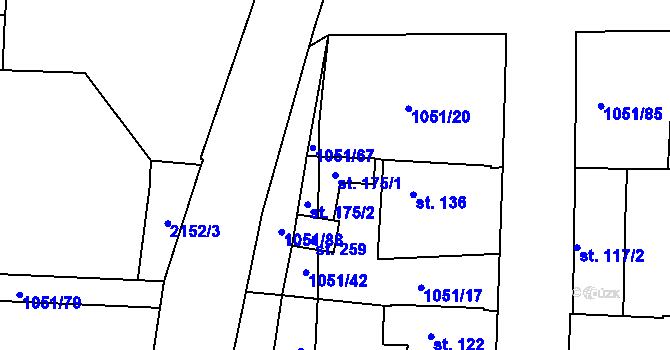 Parcela st. 175/1 v KÚ Lužnice, Katastrální mapa