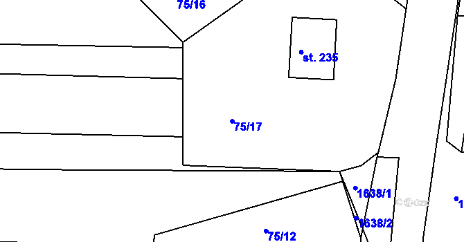 Parcela st. 75/17 v KÚ Lužnice, Katastrální mapa
