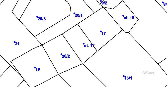 Parcela st. 17 v KÚ Lvová, Katastrální mapa