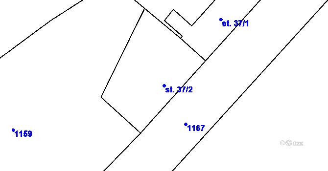 Parcela st. 37/2 v KÚ Lvová, Katastrální mapa