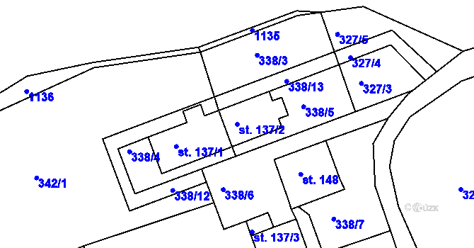 Parcela st. 137/2 v KÚ Lvová, Katastrální mapa