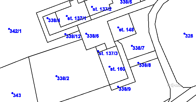 Parcela st. 137/3 v KÚ Lvová, Katastrální mapa