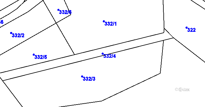 Parcela st. 332/4 v KÚ Lvová, Katastrální mapa
