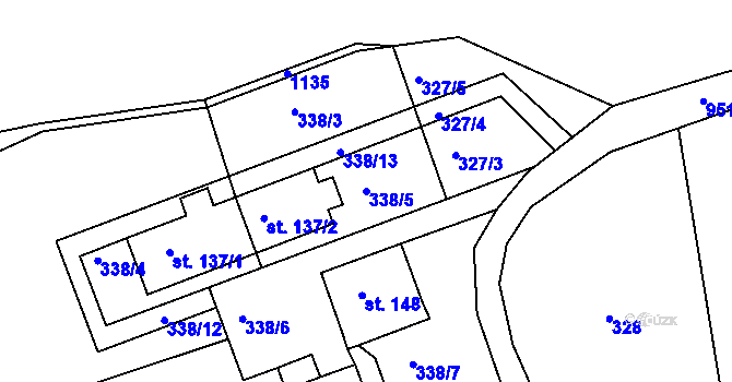 Parcela st. 338/5 v KÚ Lvová, Katastrální mapa