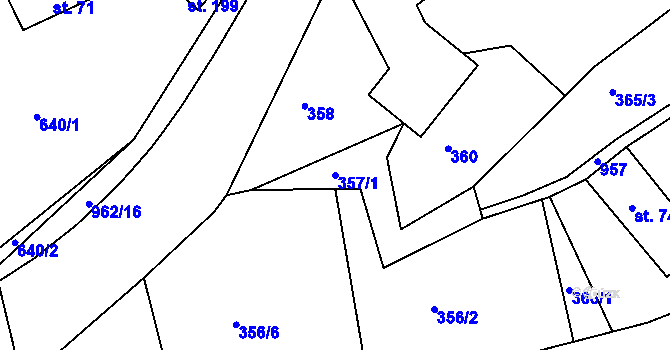 Parcela st. 357/1 v KÚ Lvová, Katastrální mapa