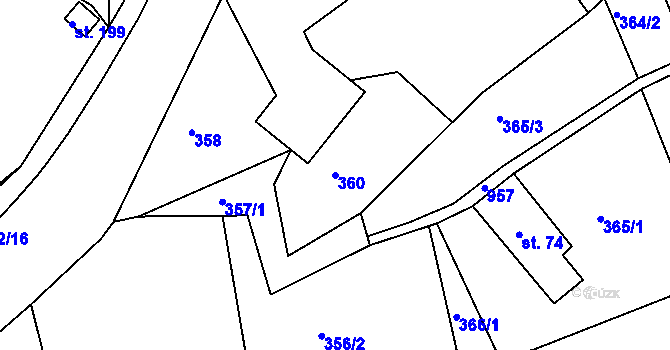 Parcela st. 360 v KÚ Lvová, Katastrální mapa