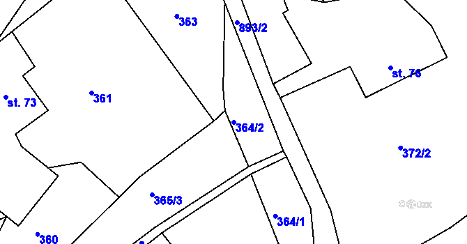 Parcela st. 364/2 v KÚ Lvová, Katastrální mapa