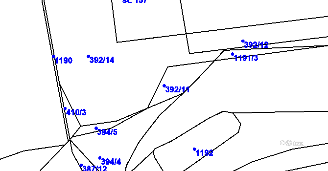 Parcela st. 392/11 v KÚ Lvová, Katastrální mapa