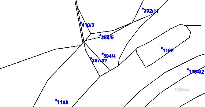 Parcela st. 394/4 v KÚ Lvová, Katastrální mapa