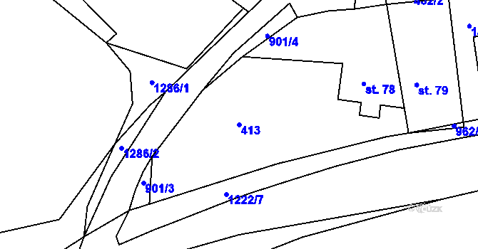 Parcela st. 413 v KÚ Lvová, Katastrální mapa