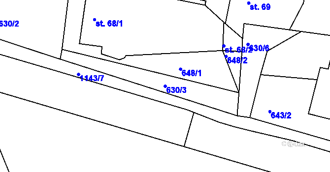 Parcela st. 630/3 v KÚ Lvová, Katastrální mapa