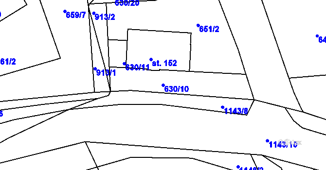 Parcela st. 630/10 v KÚ Lvová, Katastrální mapa
