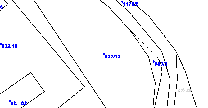 Parcela st. 632/13 v KÚ Lvová, Katastrální mapa