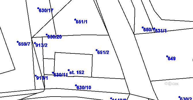 Parcela st. 651/2 v KÚ Lvová, Katastrální mapa