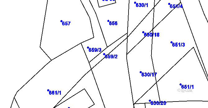 Parcela st. 659/2 v KÚ Lvová, Katastrální mapa