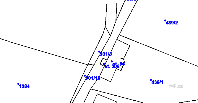 Parcela st. 901/8 v KÚ Lvová, Katastrální mapa
