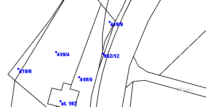 Parcela st. 962/12 v KÚ Lvová, Katastrální mapa