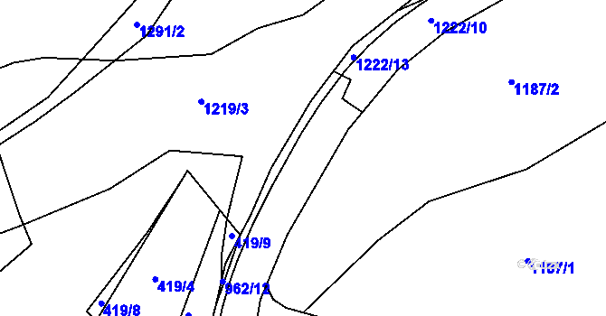 Parcela st. 1222 v KÚ Lvová, Katastrální mapa
