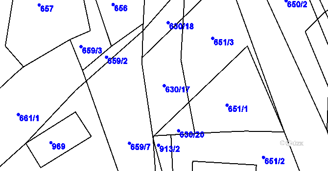 Parcela st. 630/17 v KÚ Lvová, Katastrální mapa