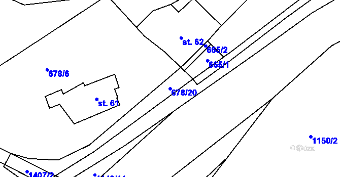 Parcela st. 678/20 v KÚ Lvová, Katastrální mapa