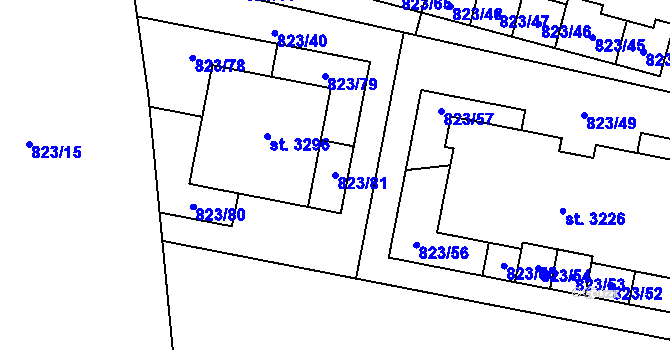Parcela st. 823/81 v KÚ Lysá nad Labem, Katastrální mapa