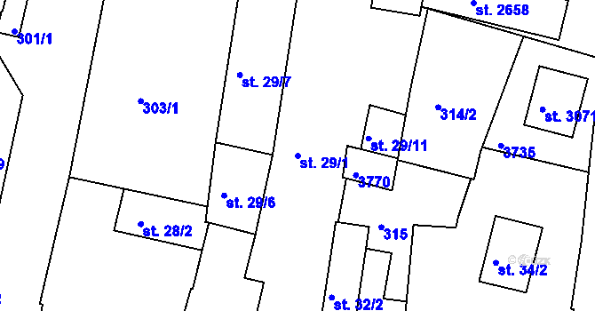 Parcela st. 29/1 v KÚ Lysá nad Labem, Katastrální mapa