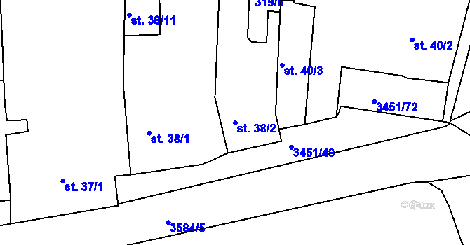 Parcela st. 38/2 v KÚ Lysá nad Labem, Katastrální mapa