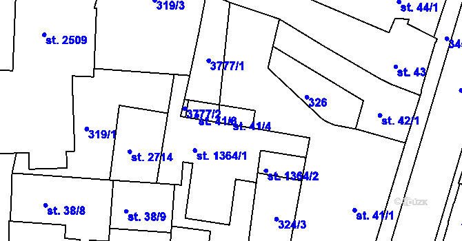 Parcela st. 41/4 v KÚ Lysá nad Labem, Katastrální mapa