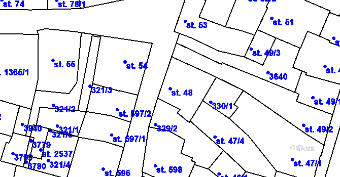 Parcela st. 48 v KÚ Lysá nad Labem, Katastrální mapa