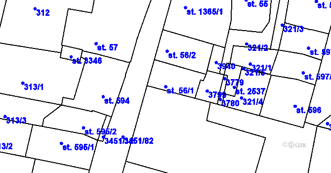 Parcela st. 56/1 v KÚ Lysá nad Labem, Katastrální mapa