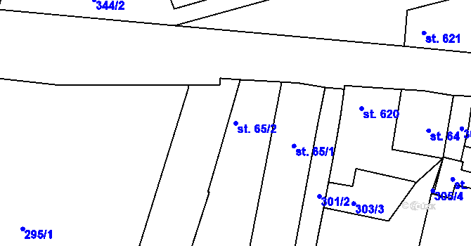 Parcela st. 65/2 v KÚ Lysá nad Labem, Katastrální mapa