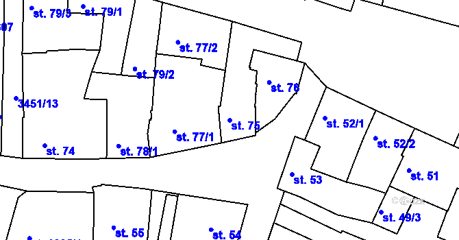 Parcela st. 75 v KÚ Lysá nad Labem, Katastrální mapa
