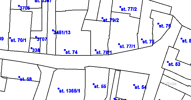 Parcela st. 78/1 v KÚ Lysá nad Labem, Katastrální mapa