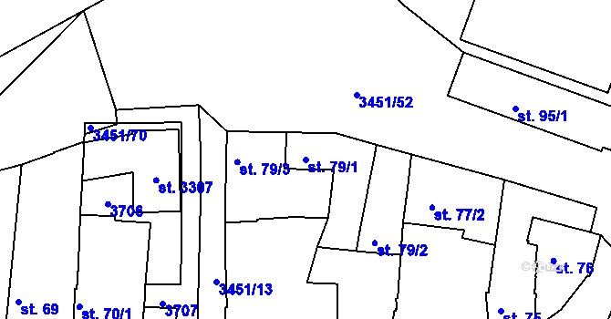 Parcela st. 79/1 v KÚ Lysá nad Labem, Katastrální mapa