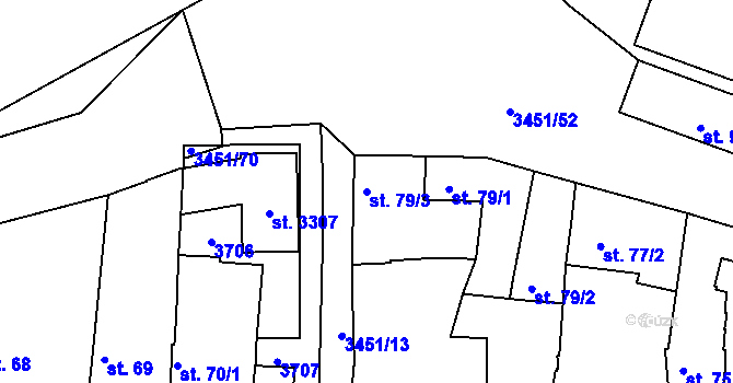 Parcela st. 79/3 v KÚ Lysá nad Labem, Katastrální mapa