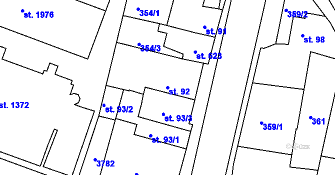 Parcela st. 92 v KÚ Lysá nad Labem, Katastrální mapa